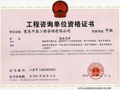 中泰咨詢(xún)甲級資質(zhì)